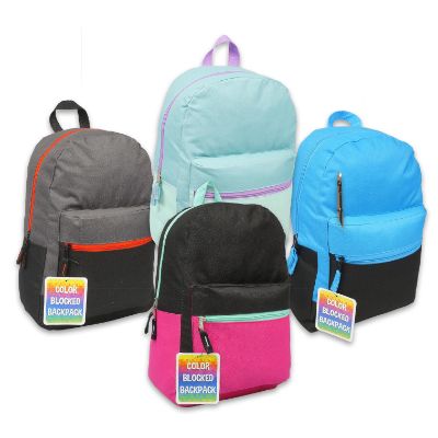 Assorted Color Blocked 17" Backpack