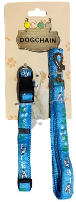 Light Blue Dog Leash and Collar Set