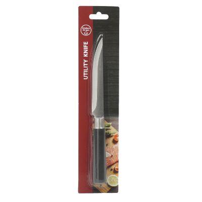 Stainless Steel Utility Knife with Straight Black Handle