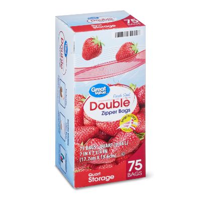 Fresh Seal Double Zipper Storage Bags, Quart