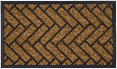 Mainstays Geometric Rubber Coir Brown And Black Doormat