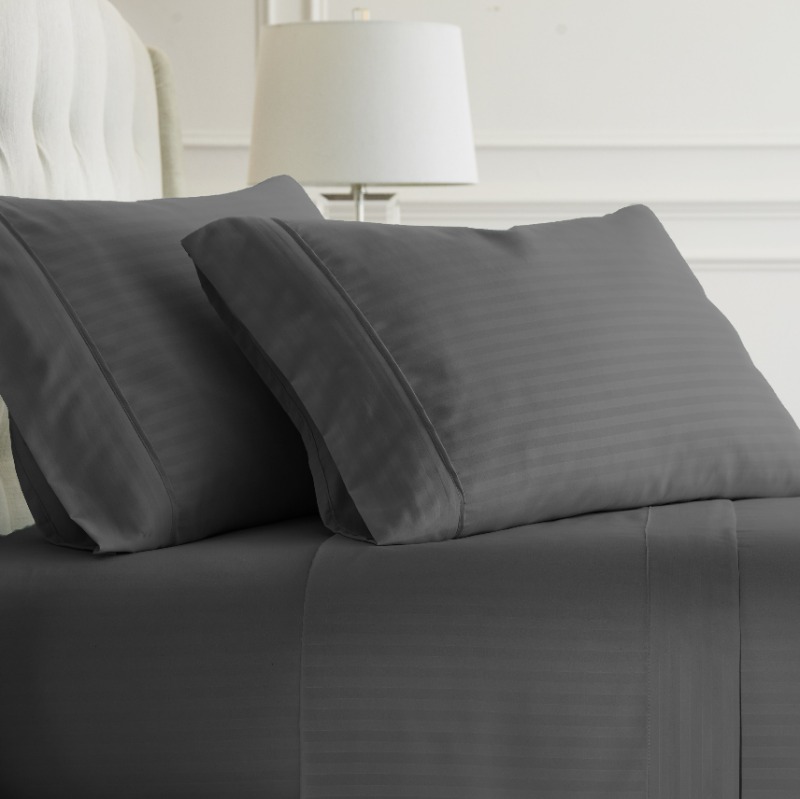 Striped Embossed 4 Piece Full Bed Sheet Set