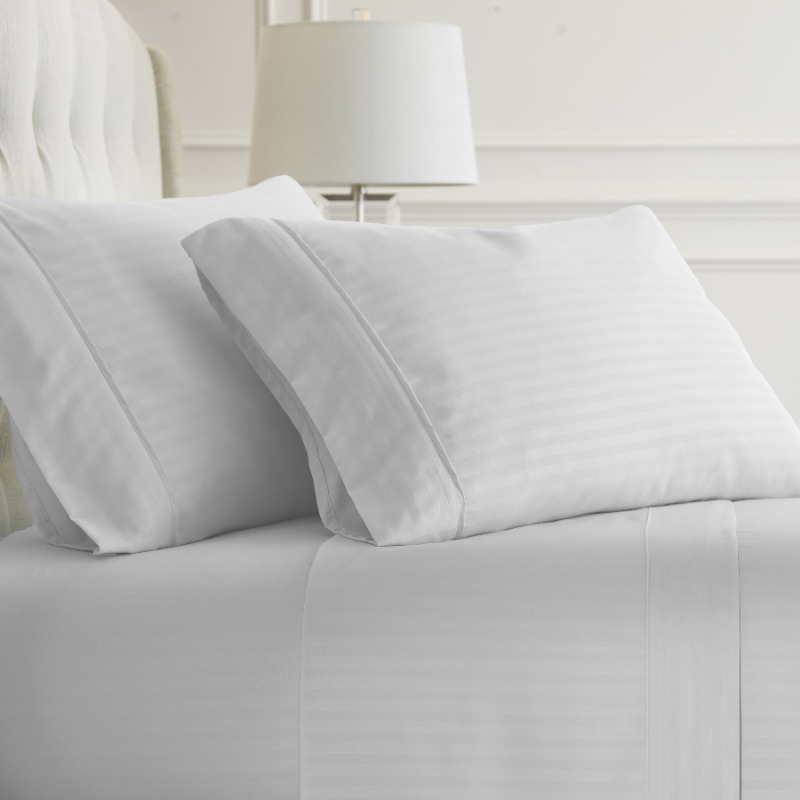 Striped Embossed 4 Piece King Bed Sheet Set