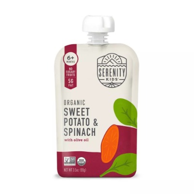 Organic Sweet Potato and Spinach with Organic Olive Oil Baby Food Pouch