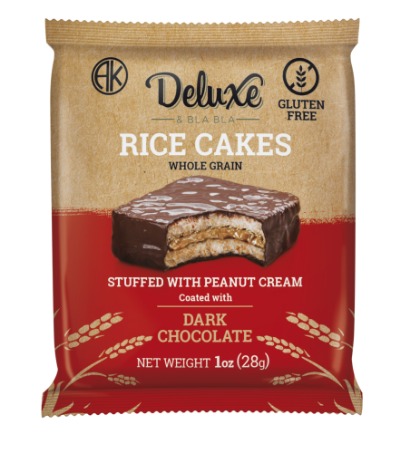 Stuffed Rice Cakes with Peaunut cream and Coated Dark Chocolate