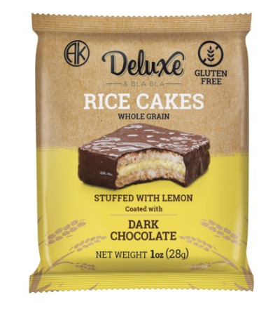 Stuffed Rice Cakes with Lemon and Coated Dark Chocolate